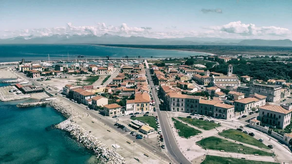 Vista aérea panorâmica de Marina di Pisa, Itália — Fotografia de Stock