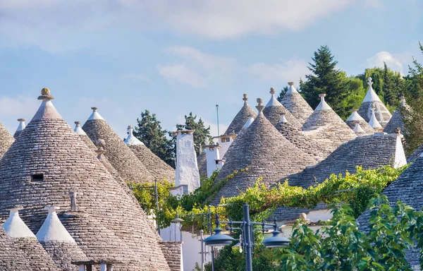 Alberobello, Apúlia - Itália. Vista beatiful de Trulli contra um b — Fotografia de Stock