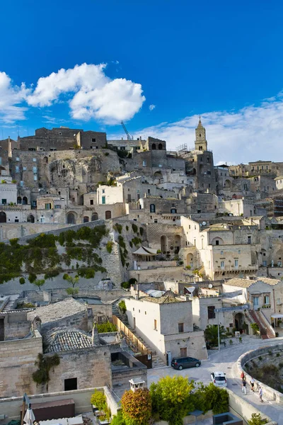 Letecký pohled na buidenice Matera a Cityscape, Basilicata — Stock fotografie