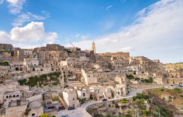 Letecký pohled na buidenice Matera a Cityscape, Basilicata — Stock fotografie