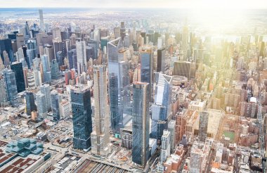 New York 'un helikopterden bakış açısı. Midtown Manhattan a