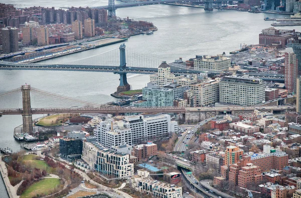 New York City from helicopter point of view. Brooklyn and Manhat — Stock Photo, Image