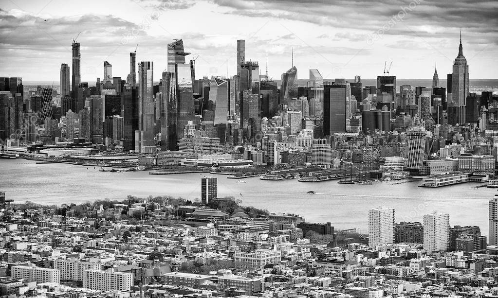 Midtown Manhattan and Jersey City from helicopter