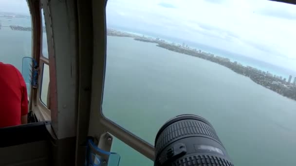 Miami Városkép Helikopter Belsejéből — Stock videók