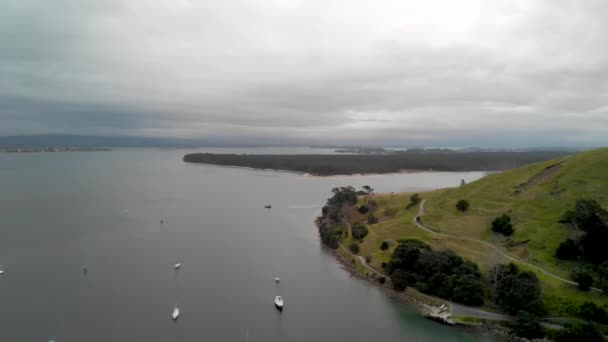 Mooie Luchtfoto Beelden Van Mount Maunganui Nieuw Zeeland — Stockvideo