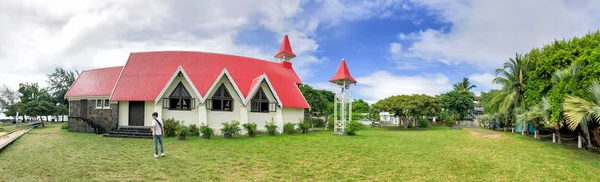 Mauritius Cap Malheureux kırmızı kilise panoramik görünümü — Stok fotoğraf
