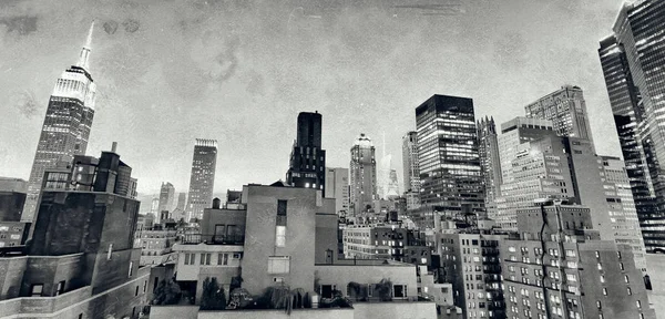 Vue aérienne nocturne de Midtown Manhattan depuis un New York C — Photo