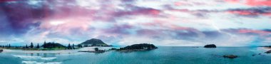 Maunganui Dağı, Yeni Zelanda. Güzel panoramik havadan görünümü