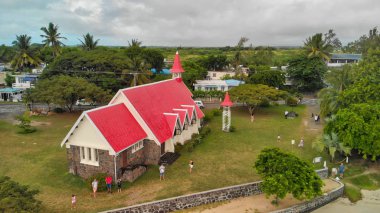 Mauritius 'da Cap Malheureux. Ünlü kilise Alo güzel görünümü
