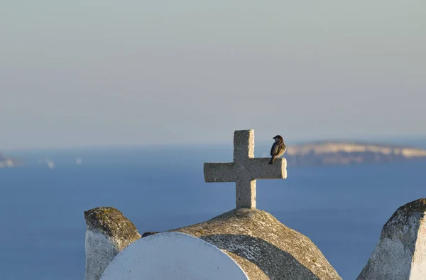 Barevný kostel v Santorini, Řecko — Stock fotografie