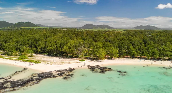 Ile AUX Cerfs, Mauricius. Letecký pohled na nádherné pobřeží — Stock fotografie