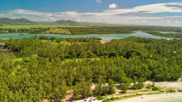 Widok lotniczy Ile aux Cerfs na Mauritiusie — Zdjęcie stockowe