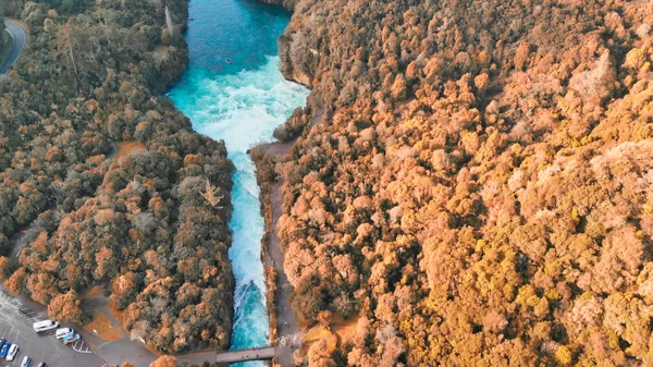 Huka Falls, New Zealand. Aerial view from drone — Stock Photo, Image