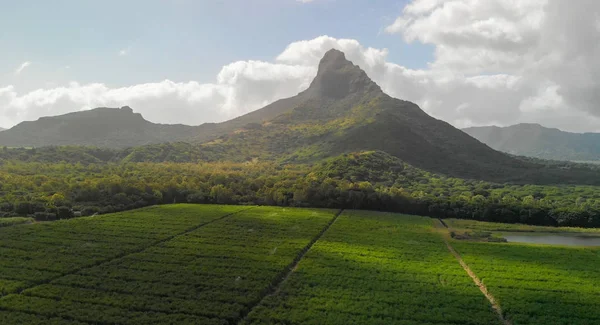 Mt Rempart a Mauritius - Veduta aerea con i paesi circostantisi — Foto Stock