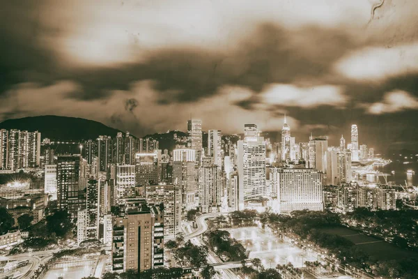 Aerial night view of Hong Kong skyline — Stock Photo, Image