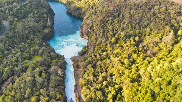 Huka Falls, New Zealand. Aerial view from drone — Stock Photo, Image