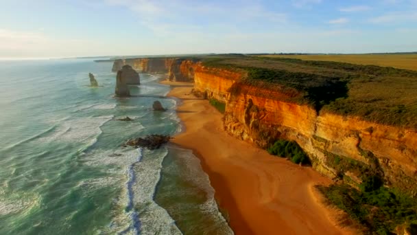 Images Aériennes Pittoresques Douze Apôtres Rochers Victoria Australie — Video