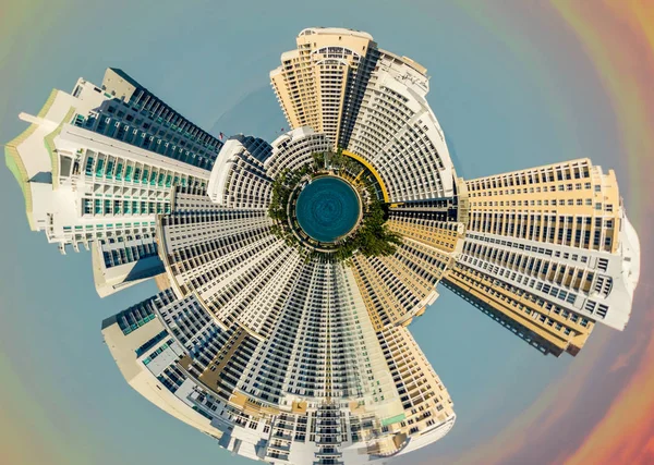 Planeta Miami - Planeta miniatura do horizonte de Miami ao pôr do sol — Fotografia de Stock