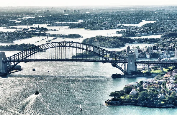 Sydney Harbor Bridge aerial view on a sunny day