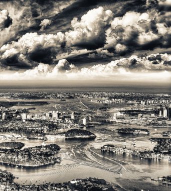 Sydney Harbour Hava görünümünü uçaktan, Avustralya