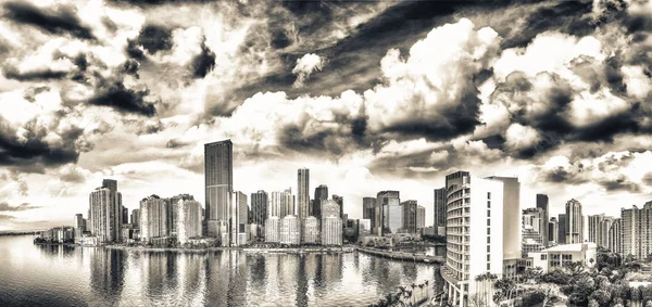 Panoramic Aerial View Downtown Miami Brickell Key Sunrise — Stock Photo, Image