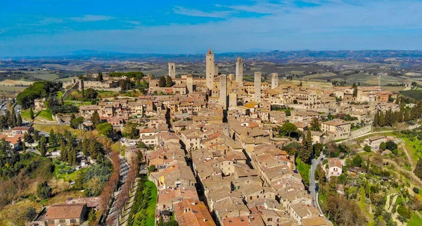 Flygfoto Över San Gimignano Toscana — Stockfoto