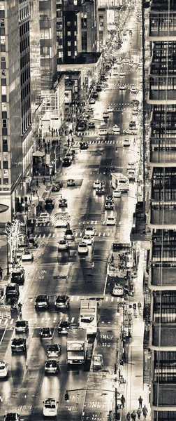 Vista Aérea Avenida Nova York Noite Com Tráfego Turistas — Fotografia de Stock