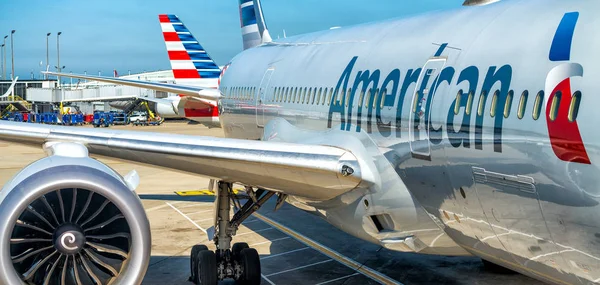 Chicago Julho 2017 Avião American Airlines Aeroporto Empresa Baseada Dallas — Fotografia de Stock