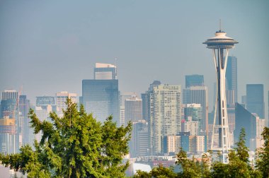 Güzel Seattle siluetinin havadan görünümü