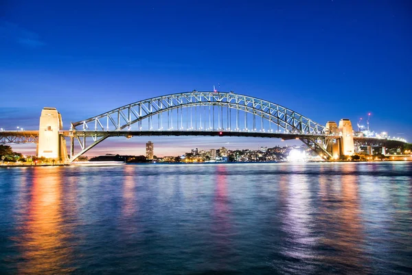 Sydney Harbor Hidat Éjjel Ausztrália — Stock Fotó