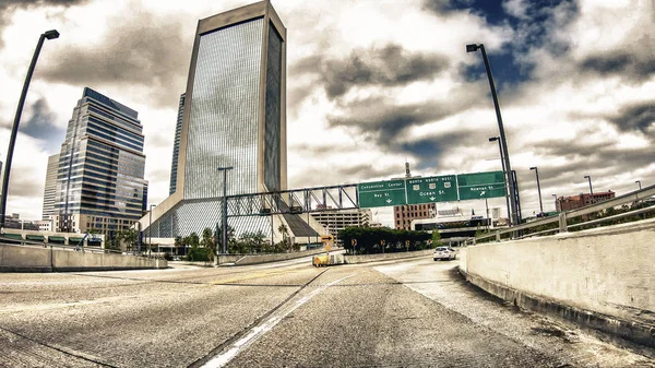 Jacksonville skyline da Main Street Bridge, Florida — Foto Stock