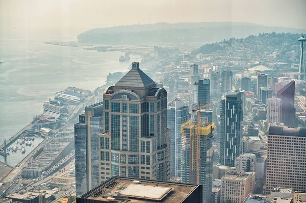 Vista aérea del hermoso horizonte de Seattle —  Fotos de Stock