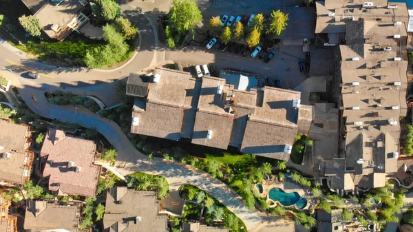 Buildings in Vail, Colorado. Aerial view on a sunny summer morni — Stock Photo, Image