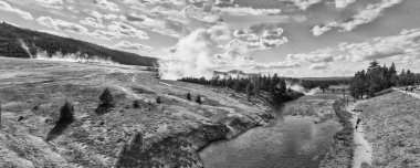 Midway Gayzer Havzası, Yellowstone. Natio'nun güzel havadan görünümü