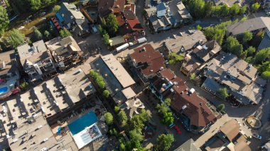 Buildings in Vail, Colorado. Aerial view on a sunny summer morni clipart