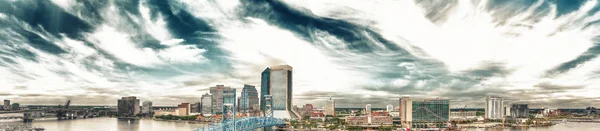 Vista aérea panorâmica de Jacksonville ao pôr do sol, Flórida — Fotografia de Stock