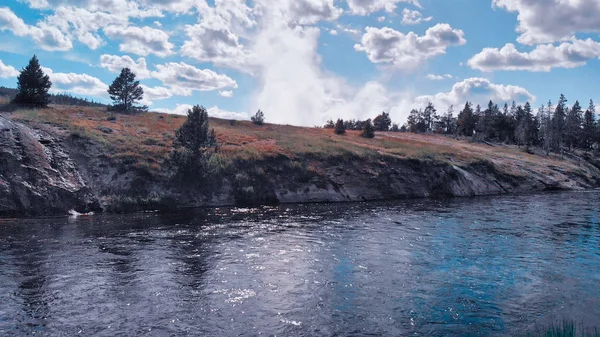 Midway Geyser Basin, Yellowstone. Indah pandangan udara Natio — Stok Foto