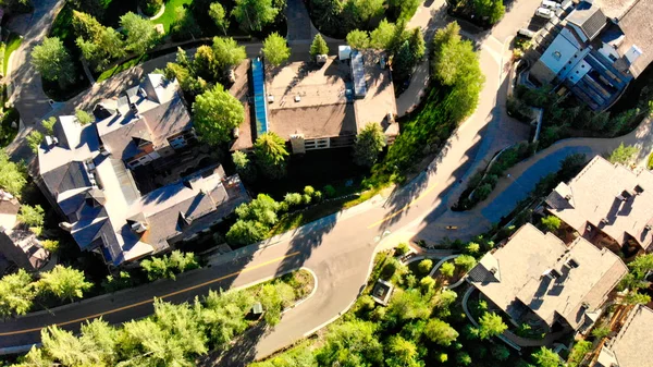 Buildings in Vail, Colorado. Aerial view on a sunny summer morni — Stock Photo, Image