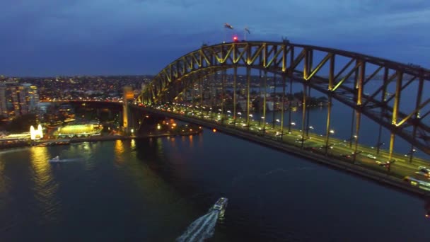 Imágenes Aéreas Del Hermoso Puente Sydney Noche Australia — Vídeos de Stock