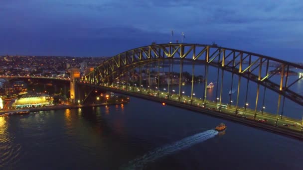 Légi Felvétel Gyönyörű Sydney Híd Este Ausztrália — Stock videók