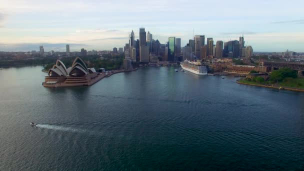 Aerial Footage Famous Sydney Opera House Harbor Australia — Stock Video