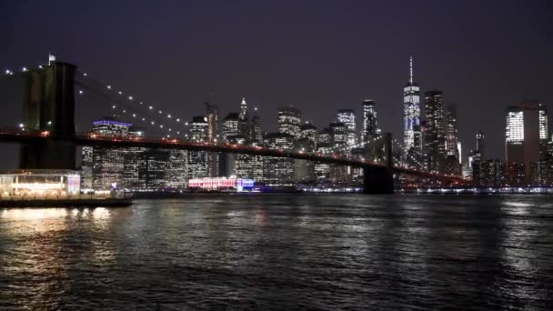 Footage Brooklyn Bridge Full Cars People — Stock Video