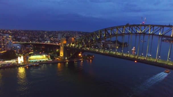 Imágenes Aéreas Del Hermoso Puente Sydney Noche Australia — Vídeos de Stock