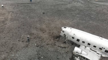 Solheimasandur Uçak Enkazı, İzlanda. Havanın havadan görünümü