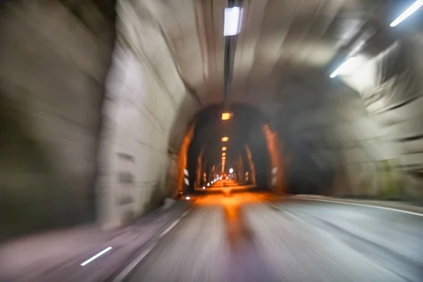 Driving into the tunnel, blurred view with speed simulation — Stock Photo, Image