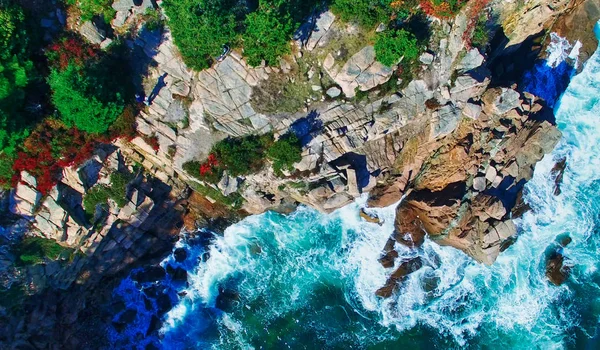 Vista aérea do Parque Nacional de Acadia em época de folhagem, New Engla — Fotografia de Stock