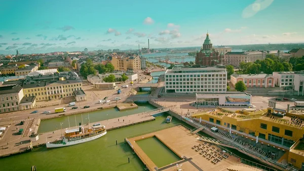 Helsinki vista aerea panoramica al tramonto, Finlandia — Foto Stock