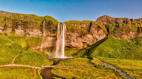 Cascate Seljaland in una giornata estiva soleggiata, Islanda — Foto Stock