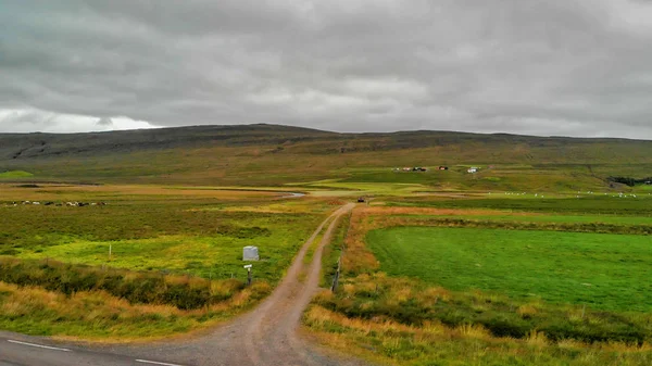 아이슬란드의 시골 초원, 공중 전망 — 스톡 사진