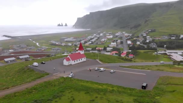 Letecké Záběry Malého Města Islandu — Stock video